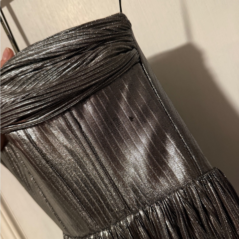 NEW Bronx and Banco Florence Gown in Silver Metallic Strapless Formal Maxi Dress - Picture 6 of 6